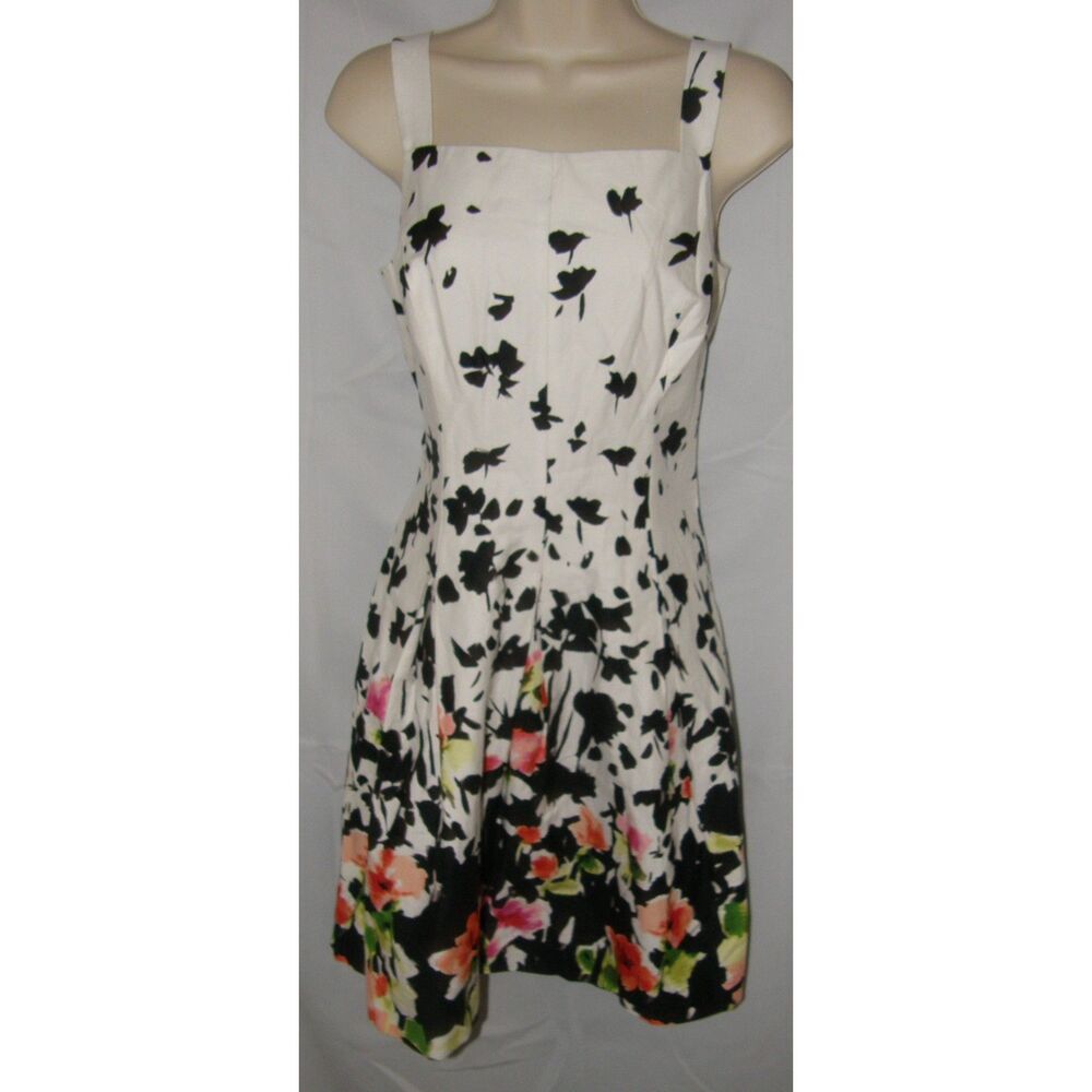 Floral Sz 6 Sleeveless Square Neck Knee Length Cotton Dress AMERICAN LIVING